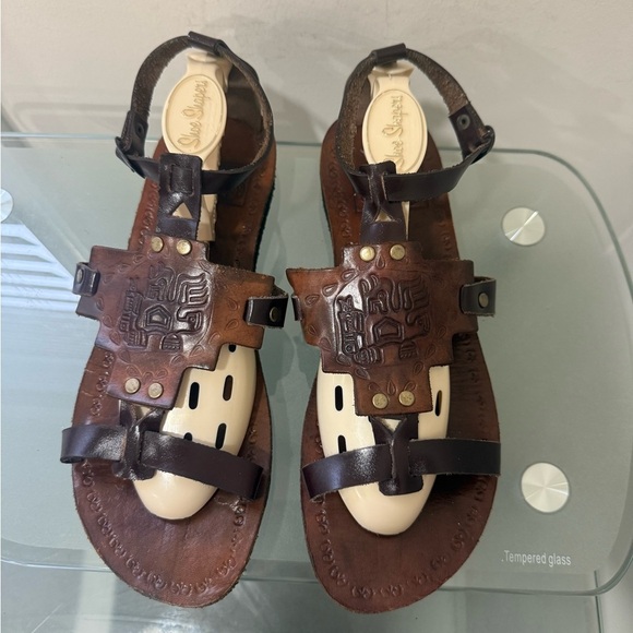 Hand Made Leather Sandals Fits Women's US 8,5-9 Measurement In Photo - Picture 1 of 9